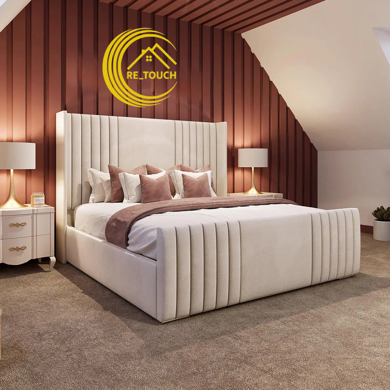 Nevada Bed Frame with Modern Lined Design – Sturdy & Stylish Platform Bed - Image 2